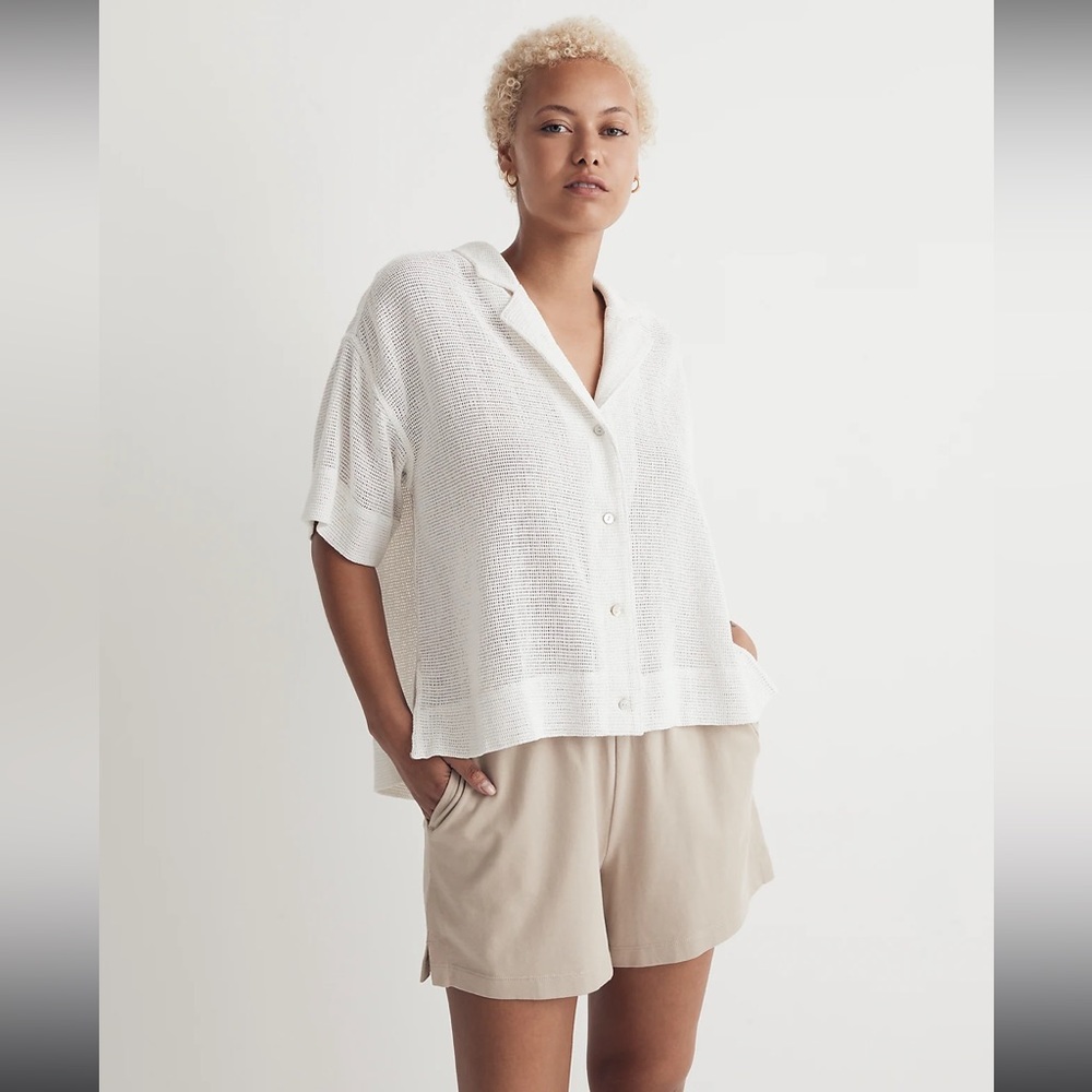Madewell cotton mesh camp shirt